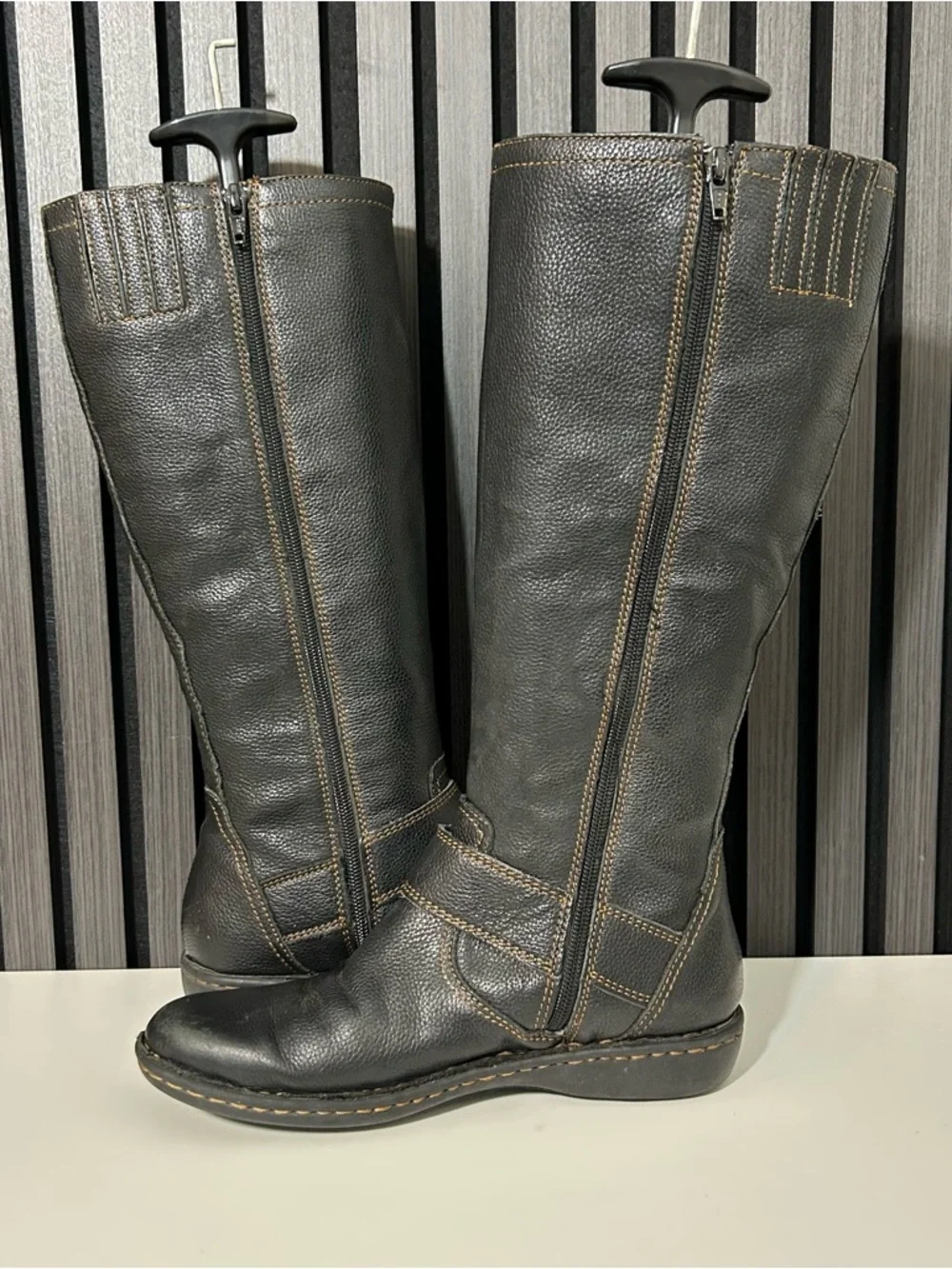 Born riding tall knee high black leather boots